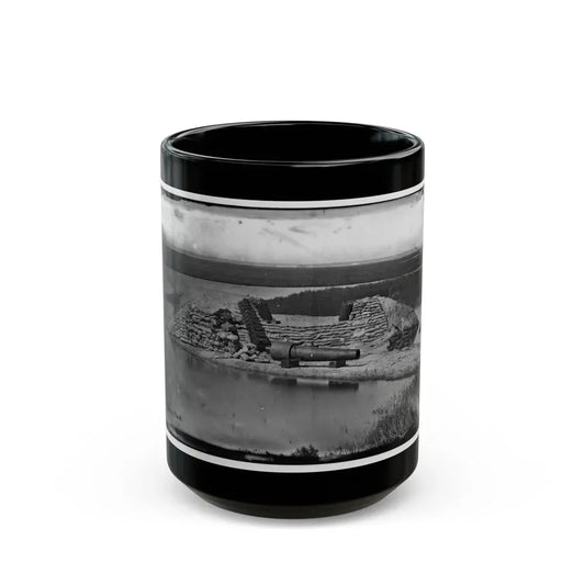 Morris Island, South Carolina. Battery Hays. One 8-Inch Parrot Rifle Dismounted. Breaching Battery Against Fort Sumter (U.S. Civil War) Black Coffee Mug 15oz - Go Mug Yourself