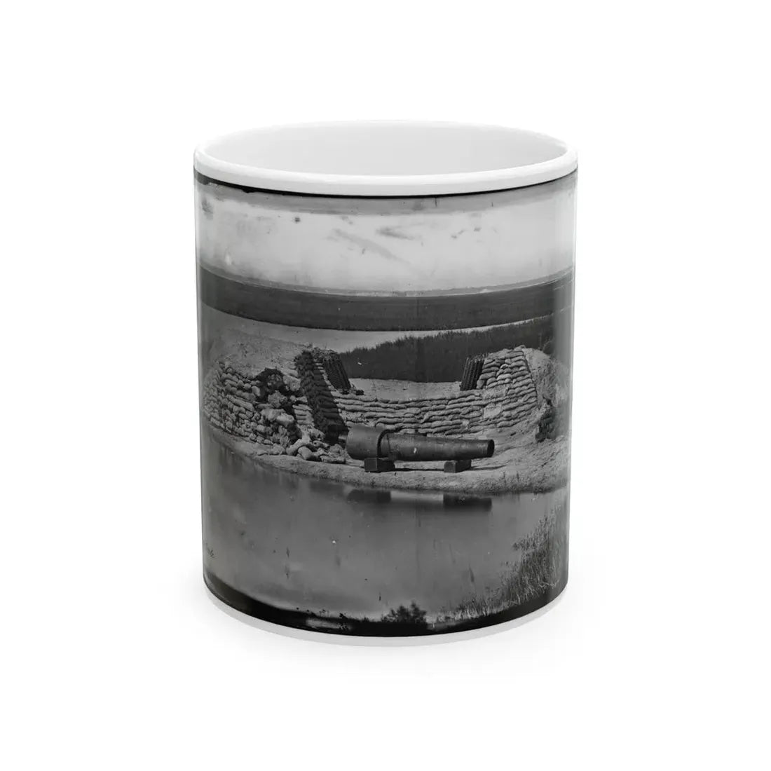 Morris Island, South Carolina. Battery Hays. One 8-Inch Parrot Rifle Dismounted. Breaching Battery Against Fort Sumter (U.S. Civil War) White Coffee Mug 11oz - Go Mug Yourself