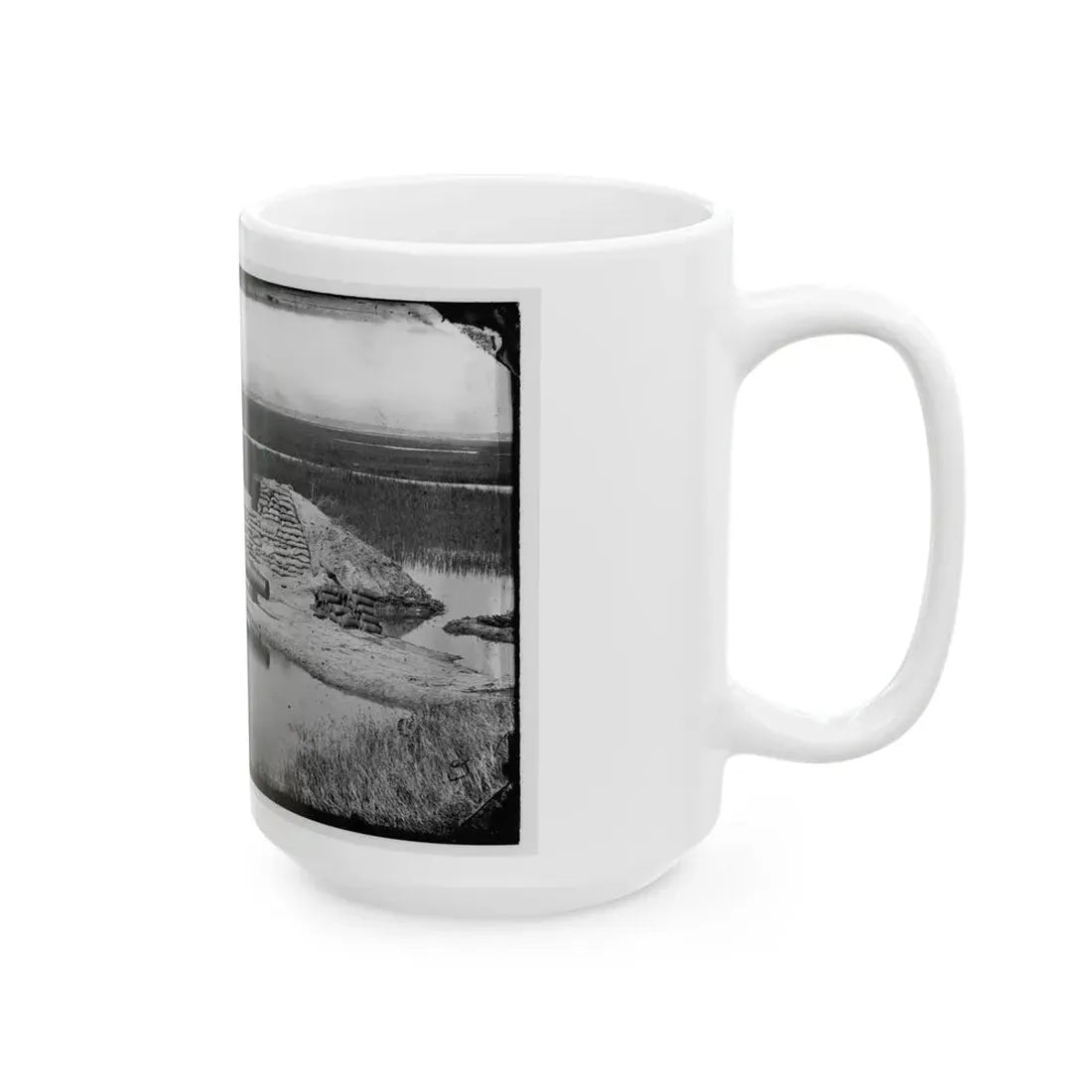 Morris Island, South Carolina. Battery Hays. One 8-Inch Parrot Rifle, Dismounted. Breaching Battery Against Fort Sumter (U.S. Civil War) White Coffee Mug - Go Mug Yourself