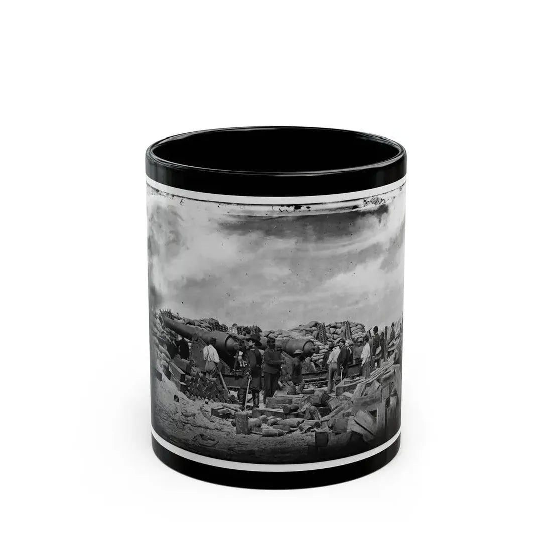 Morris Island, South Carolina. Battery Rosecrans. Three 100-Pounder Parrot Rifles. Breaching Battery Against Fort Sumter (U.S. Civil War) Black Coffee Mug 11oz - Go Mug Yourself