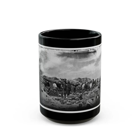 Morris Island, South Carolina. Battery Rosecrans. Three 100-Pounder Parrot Rifles. Breaching Battery Against Fort Sumter (U.S. Civil War) Black Coffee Mug 15oz - Go Mug Yourself