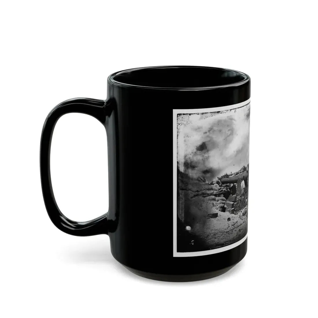 Morris Island, South Carolina. Battery Rosecrans. Three 100-Pounder Parrot Rifles. Breaching Battery Against Fort Sumter (U.S. Civil War) Black Coffee Mug - Go Mug Yourself