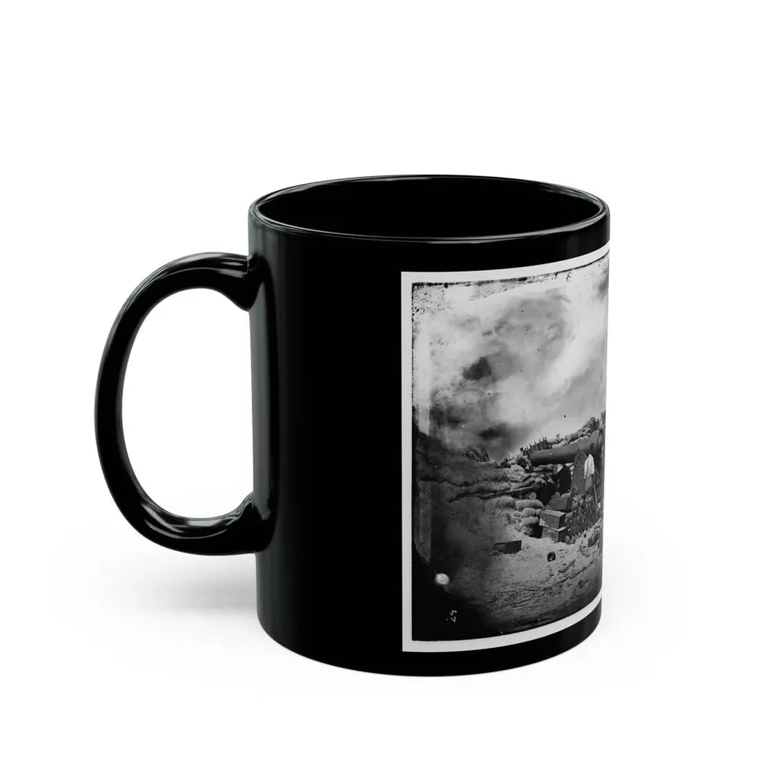 Morris Island, South Carolina. Battery Rosecrans. Three 100-Pounder Parrot Rifles. Breaching Battery Against Fort Sumter (U.S. Civil War) Black Coffee Mug - Go Mug Yourself