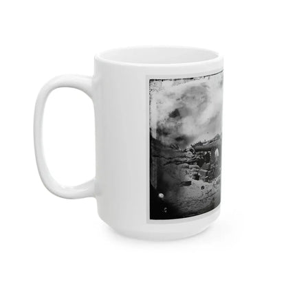 Morris Island, South Carolina. Battery Rosecrans. Three 100-Pounder Parrot Rifles. Breaching Battery Against Fort Sumter (U.S. Civil War) White Coffee Mug - Go Mug Yourself