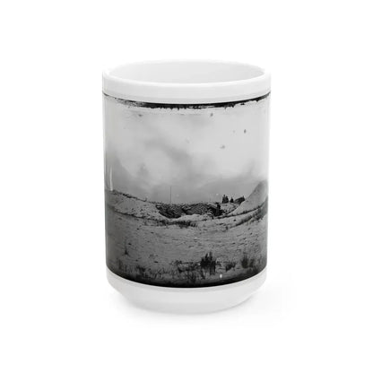 Morris Island, South Carolina. Battery Weed. Five 10-Inch Siege Mortars (U.S. Civil War) White Coffee Mug 15oz - Go Mug Yourself