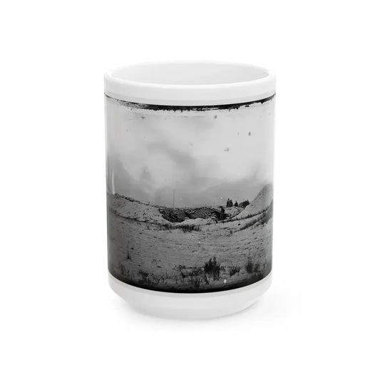 Morris Island, South Carolina. Battery Weed. Five 10-Inch Siege Mortars (U.S. Civil War) White Coffee Mug 15oz - Go Mug Yourself