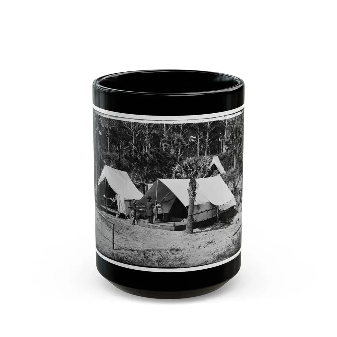Morris Island, South Carolina. General Quincy A. Gillmore In Front Of His Tent 001 (U.S. Civil War) Black Coffee Mug 15oz - Go Mug Yourself