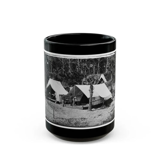 Morris Island, South Carolina. General Quincy A. Gillmore In Front Of His Tent 001 (U.S. Civil War) Black Coffee Mug 15oz - Go Mug Yourself