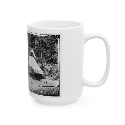 Morris Island, South Carolina. General Quincy A. Gillmore In Front Of His Tent 001 (U.S. Civil War) White Coffee Mug - Go Mug Yourself