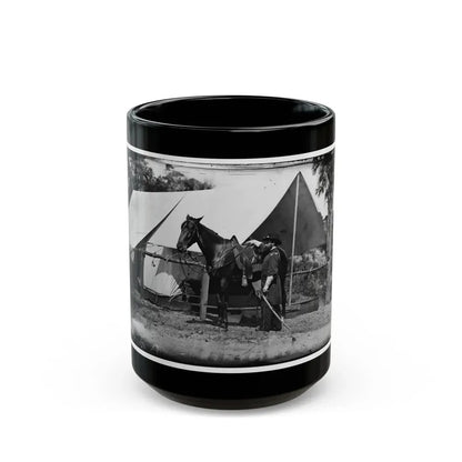 Morris Island, South Carolina. General Quincy A. Gillmore In Front Of His Tent (U.S. Civil War) Black Coffee Mug 15oz - Go Mug Yourself