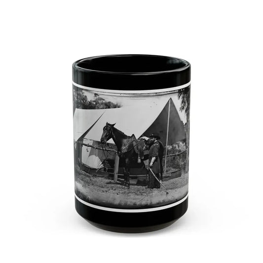 Morris Island, South Carolina. General Quincy A. Gillmore In Front Of His Tent (U.S. Civil War) Black Coffee Mug 15oz - Go Mug Yourself