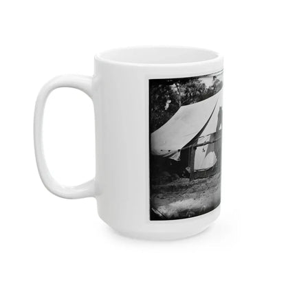 Morris Island, South Carolina. General Quincy A. Gillmore In Front Of His Tent (U.S. Civil War) White Coffee Mug - Go Mug Yourself