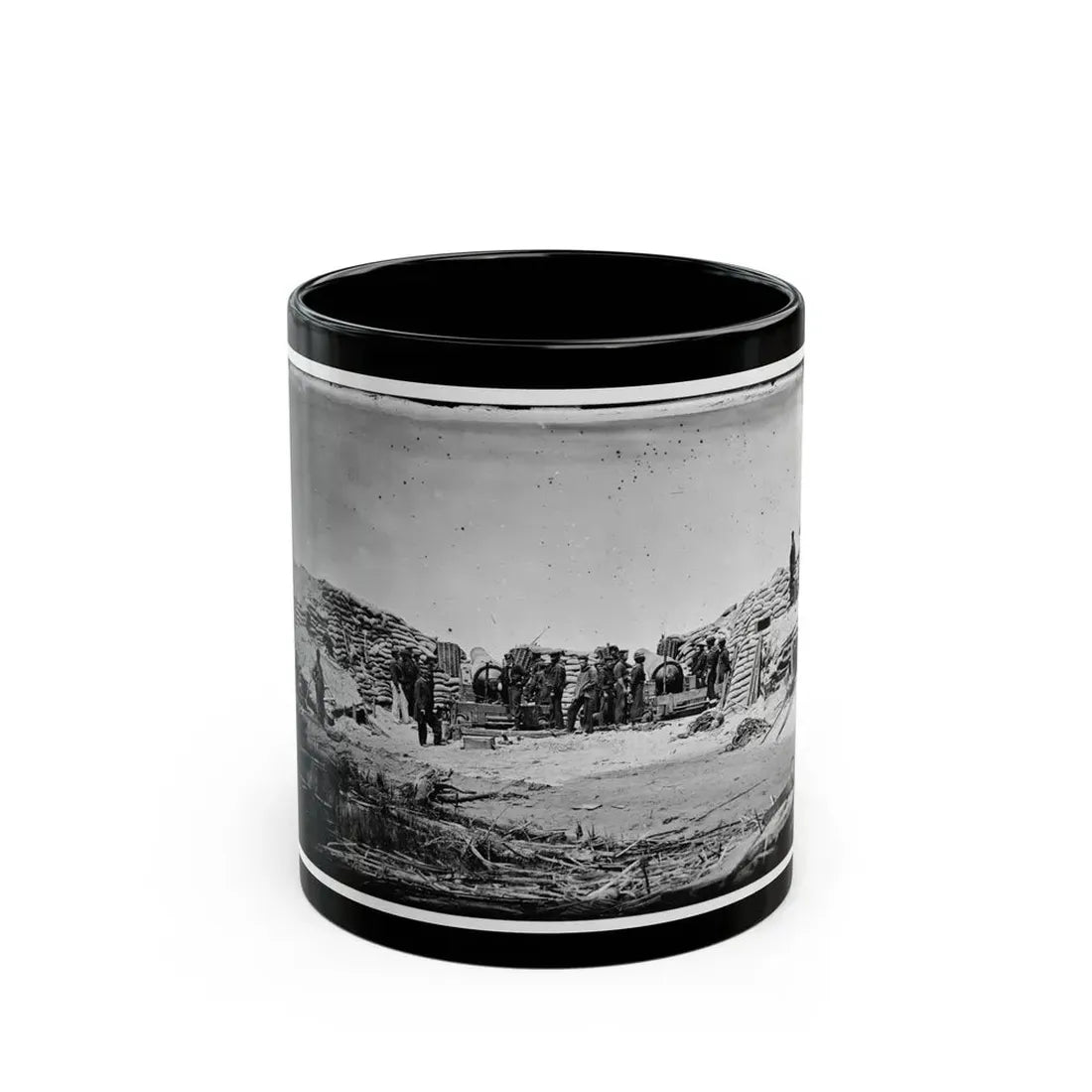 Morris Island, South Carolina. Naval Battery. Two 8-Inch Parrot Rifles. Breaching Battery Against Fort Sumter (U.S. Civil War) Black Coffee Mug 11oz - Go Mug Yourself