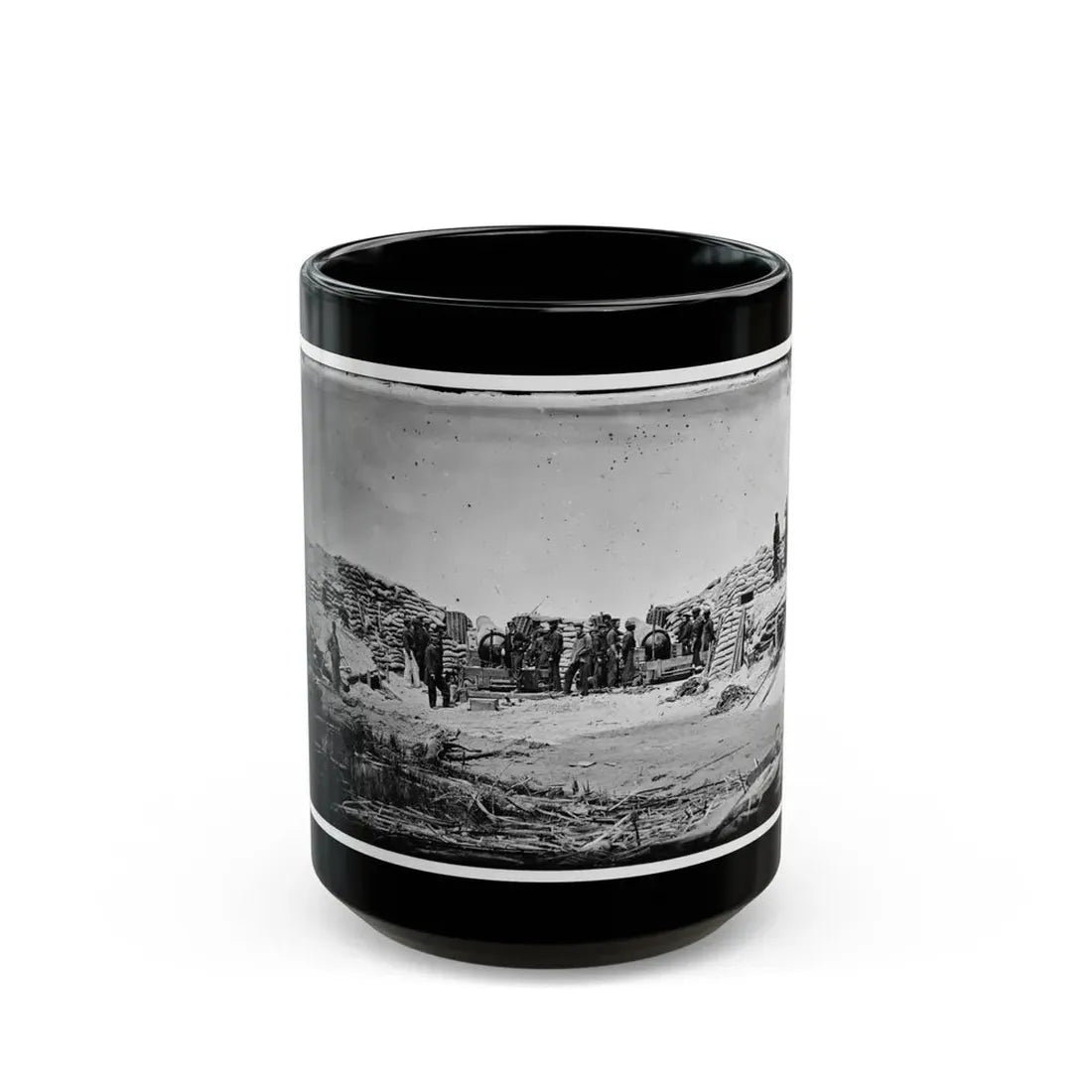 Morris Island, South Carolina. Naval Battery. Two 8-Inch Parrot Rifles. Breaching Battery Against Fort Sumter (U.S. Civil War) Black Coffee Mug 15oz - Go Mug Yourself