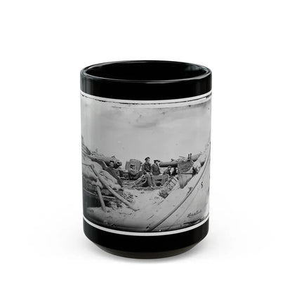 Morris Island, South Carolina. Naval Battery. Two 80-Pounder Whitworths. Breaching Battery Against Fort Sumpter (U.S. Civil War) Black Coffee Mug 15oz - Go Mug Yourself