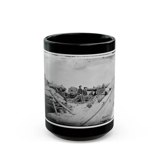 Morris Island, South Carolina. Naval Battery. Two 80-Pounder Whitworths. Breaching Battery Against Fort Sumpter (U.S. Civil War) Black Coffee Mug 15oz - Go Mug Yourself