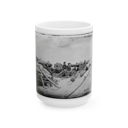 Morris Island, South Carolina. Naval Battery. Two 80-Pounder Whitworths. Breaching Battery Against Fort Sumpter (U.S. Civil War) White Coffee Mug 15oz - Go Mug Yourself