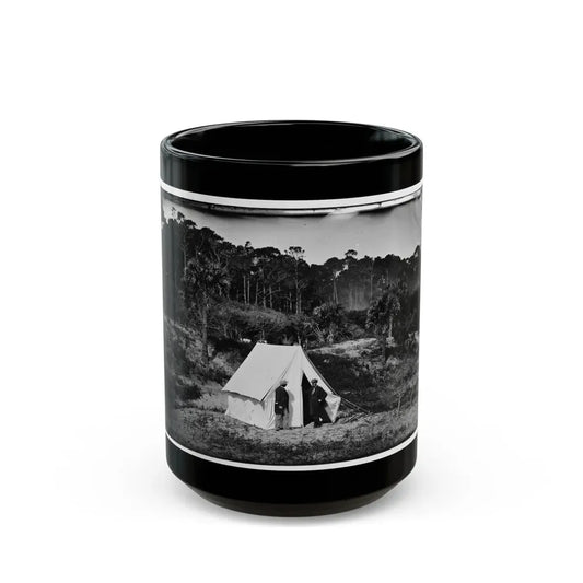 Morris Island, South Carolina. Two Men In Front Of Tent (U.S. Civil War) Black Coffee Mug 15oz - Go Mug Yourself