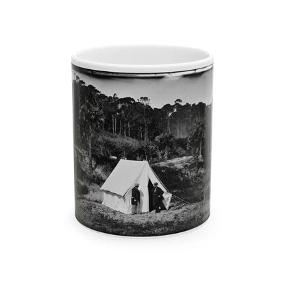 Morris Island, South Carolina. Two Men In Front Of Tent (U.S. Civil War) White Coffee Mug 11oz - Go Mug Yourself