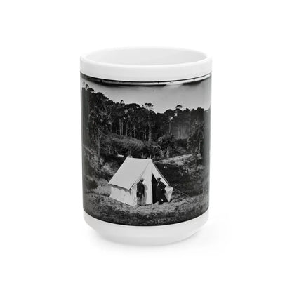 Morris Island, South Carolina. Two Men In Front Of Tent (U.S. Civil War) White Coffee Mug 15oz - Go Mug Yourself