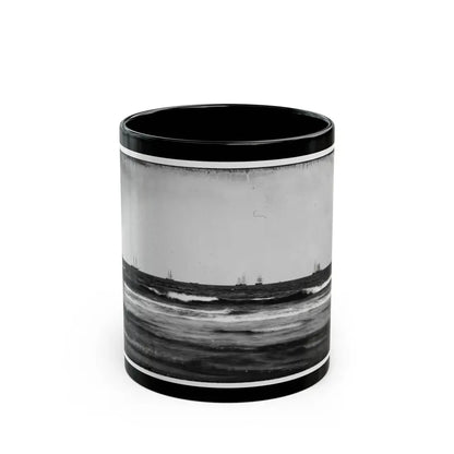 Morris Island, South Carolina. U.S. Fleet Offshore (U.S. Civil War) Black Coffee Mug 11oz - Go Mug Yourself