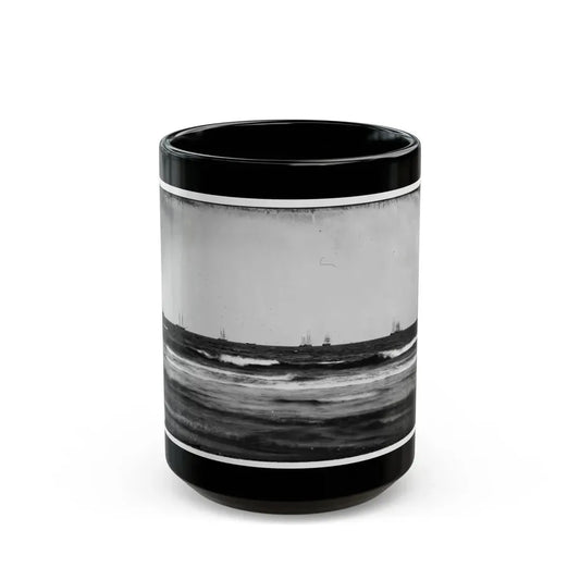 Morris Island, South Carolina. U.S. Fleet Offshore (U.S. Civil War) Black Coffee Mug 15oz - Go Mug Yourself