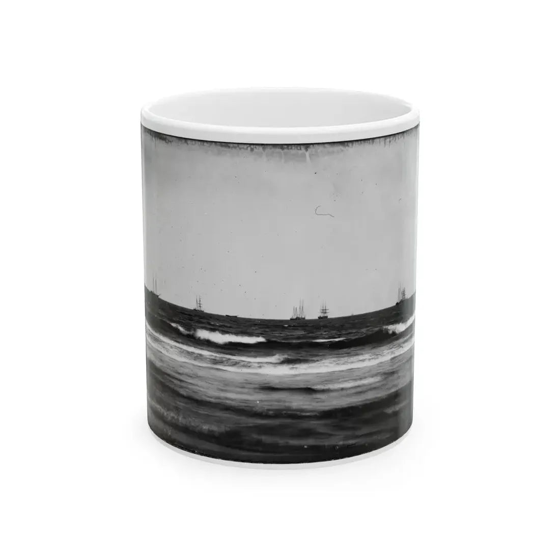 Morris Island, South Carolina. U.S. Fleet Offshore (U.S. Civil War) White Coffee Mug 11oz - Go Mug Yourself