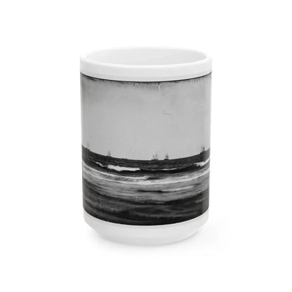 Morris Island, South Carolina. U.S. Fleet Offshore (U.S. Civil War) White Coffee Mug 15oz - Go Mug Yourself