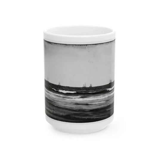 Morris Island, South Carolina. U.S. Fleet Offshore (U.S. Civil War) White Coffee Mug 15oz - Go Mug Yourself