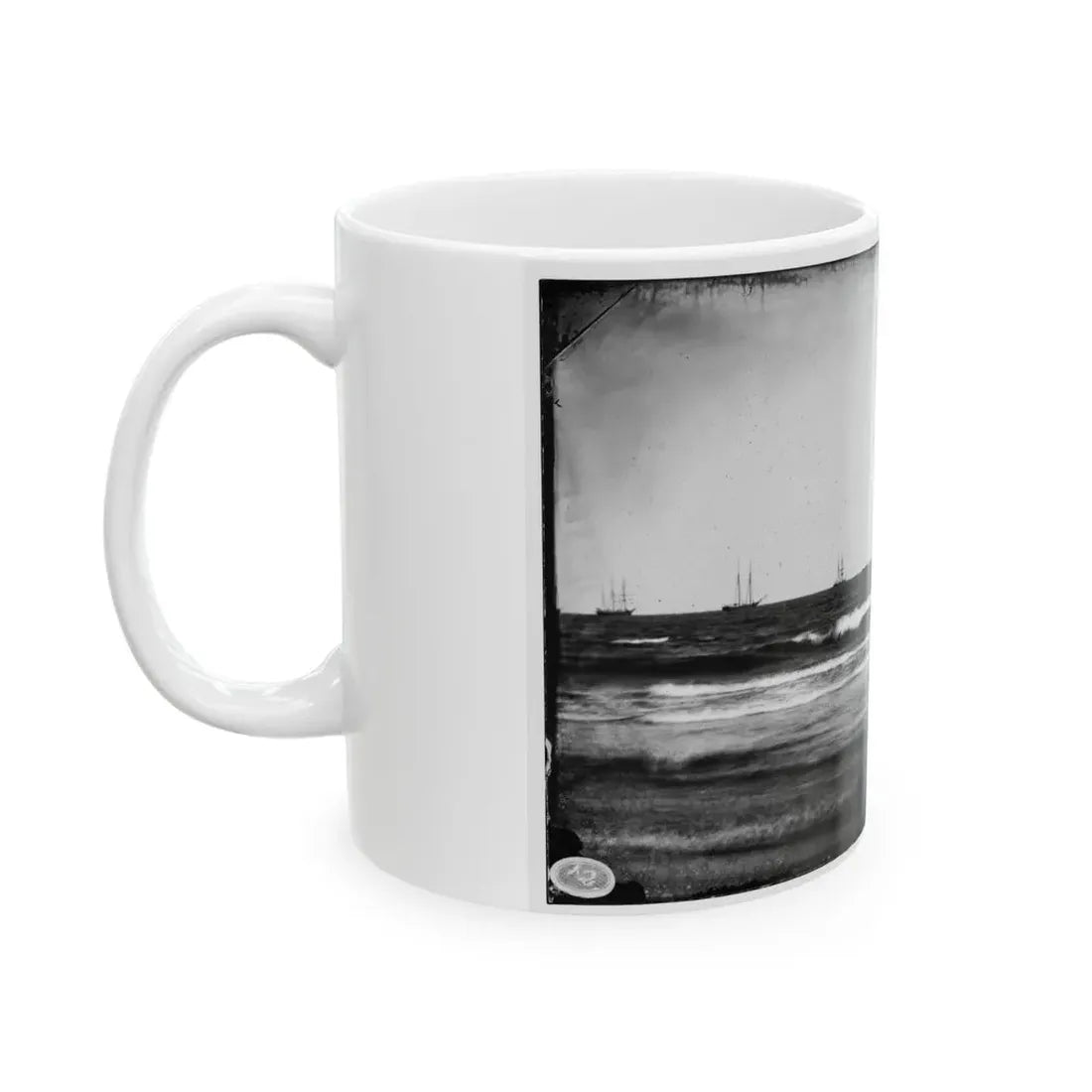 Morris Island, South Carolina. U.S. Fleet Offshore (U.S. Civil War) White Coffee Mug - Go Mug Yourself