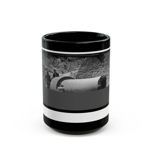 Morris Island, South Carolina. 300-Pounder Parrot Rifle After Bursting Of Muzzle (U.S. Civil War) Black Coffee Mug-15oz-Go Mug Yourself