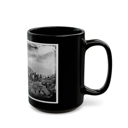Morris Island, South Carolina. Battery Rosecrans. Three 100-Pounder Parrot Rifles. Breaching Battery Against Fort Sumter (U.S. Civil War) Black Coffee Mug-Go Mug Yourself