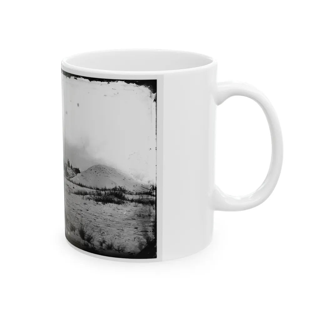 Morris Island, South Carolina. Battery Weed. Five 10-Inch Siege Mortars (U.S. Civil War) White Coffee Mug-Go Mug Yourself