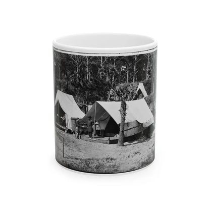 Morris Island, South Carolina. General Quincy A. Gillmore In Front Of His Tent 001 (U.S. Civil War) White Coffee Mug-11oz-Go Mug Yourself