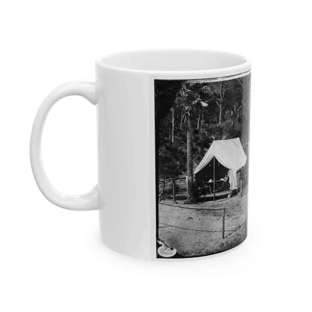 Morris Island, South Carolina. General Quincy A. Gillmore In Front Of His Tent 001 (U.S. Civil War) White Coffee Mug-Go Mug Yourself