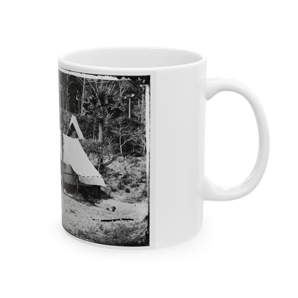 Morris Island, South Carolina. General Quincy A. Gillmore In Front Of His Tent 001 (U.S. Civil War) White Coffee Mug-Go Mug Yourself