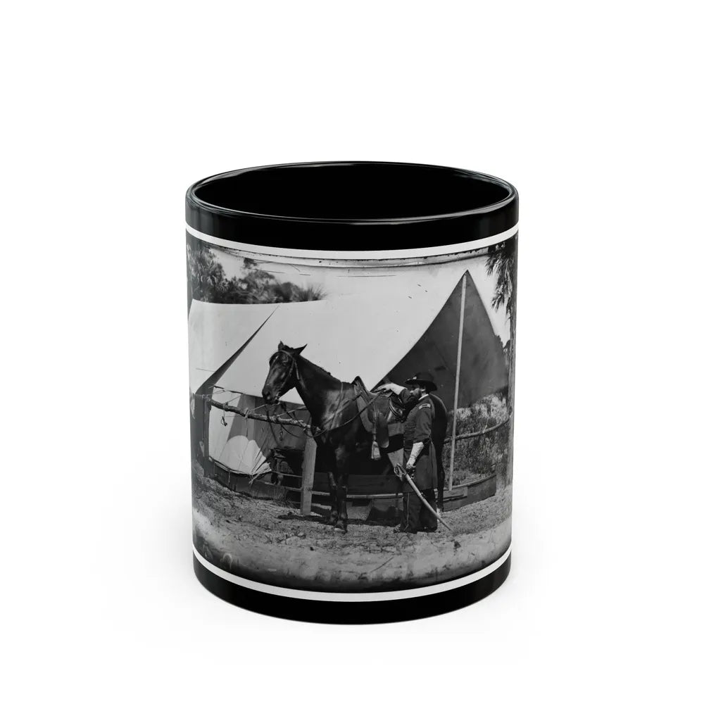 Morris Island, South Carolina. General Quincy A. Gillmore In Front Of His Tent (U.S. Civil War) Black Coffee Mug-11oz-Go Mug Yourself