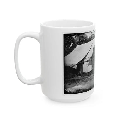 Morris Island, South Carolina. General Quincy A. Gillmore In Front Of His Tent (U.S. Civil War) White Coffee Mug-Go Mug Yourself