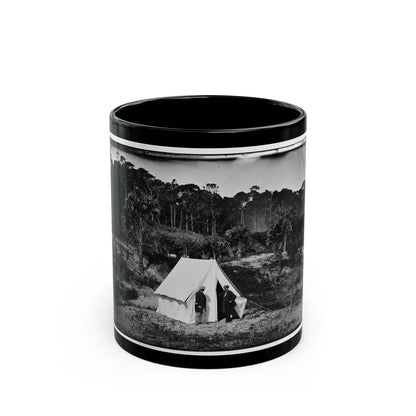 Morris Island, South Carolina. Two Men In Front Of Tent (U.S. Civil War) Black Coffee Mug-11oz-Go Mug Yourself