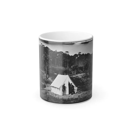 Morris Island, South Carolina. Two Men in Front of Tent (U.S. Civil War) Color Changing Coffee Mug 11oz-11oz-Go Mug Yourself