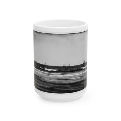 Morris Island, South Carolina. U.S. Fleet Offshore (U.S. Civil War) White Coffee Mug-15oz-Go Mug Yourself