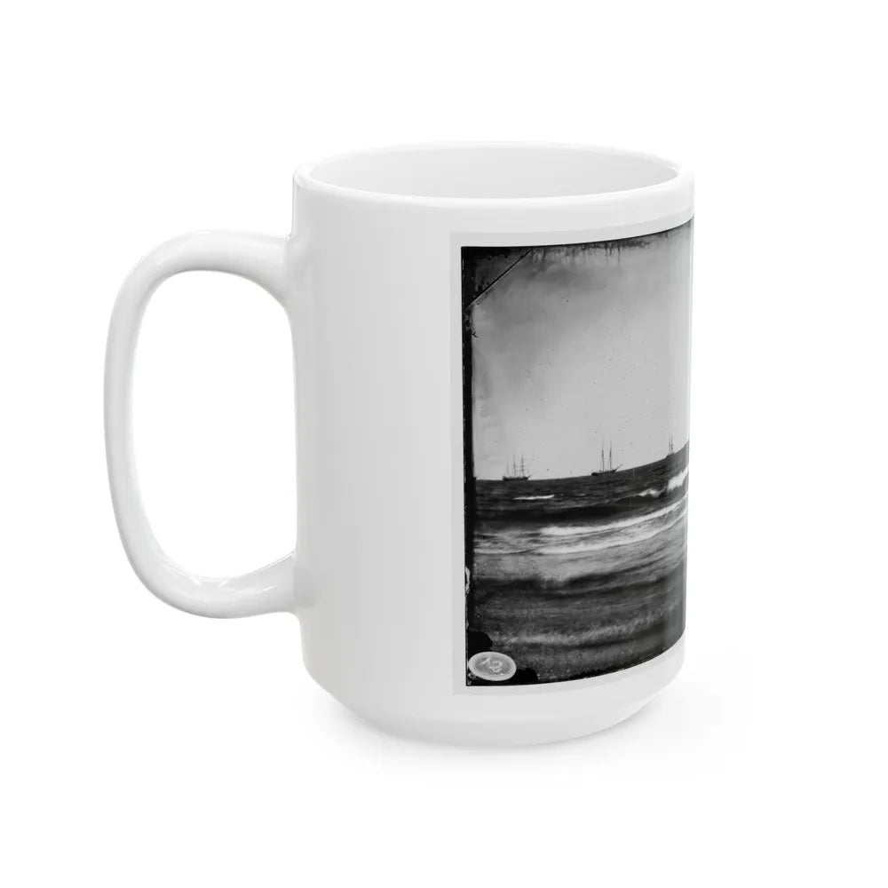 Morris Island, South Carolina. U.S. Fleet Offshore (U.S. Civil War) White Coffee Mug-Go Mug Yourself