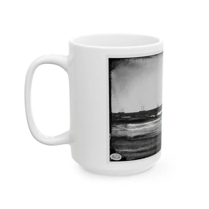 Morris Island, South Carolina. U.S. Fleet Offshore (U.S. Civil War) White Coffee Mug-Go Mug Yourself