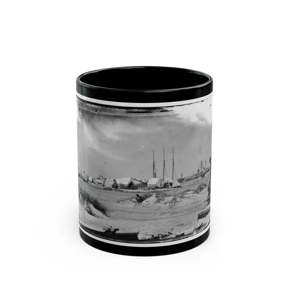 Morris Island, South Carolina. Unidentified Camp (U.S. Civil War) Black Coffee Mug-11oz-Go Mug Yourself