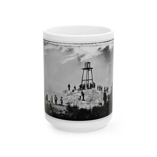 Morris Island (Vicinity), South Carolina. Ruins Of Charleston Lighthouse (U.S. Civil War) White Coffee Mug 15oz - Go Mug Yourself