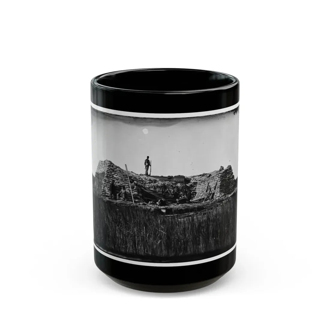 Morris Island (Vicinity), South Carolina. The  Marsh Battery  Or  Swamp Angel  After The Explosion, August 22, 1863 001 (U.S. Civil War) Black Coffee Mug 15oz - Go Mug Yourself