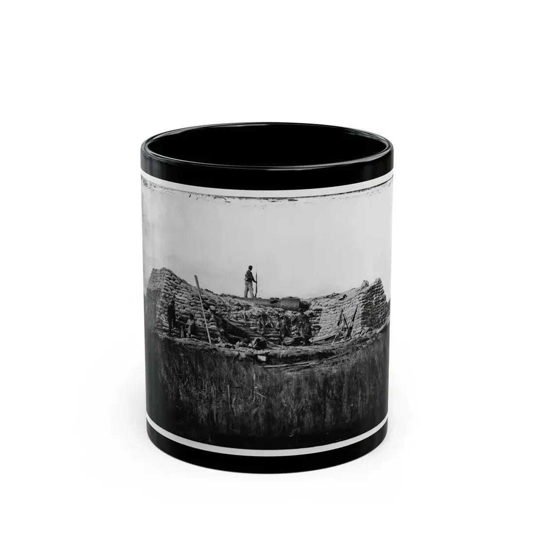 Morris Island (Vicinity), South Carolina. The  Marsh Battery  Or  Swamp Angel  After The Explosion, August 22, 1863 (U.S. Civil War) Black Coffee Mug 11oz - Go Mug Yourself