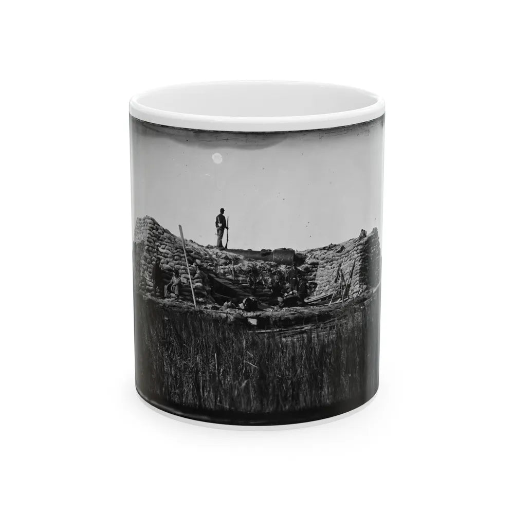 Morris Island (Vicinity), South Carolina. The Marsh Battery Or Swamp Angel After The Explosion, August 22, 1863 001 (U.S. Civil War) White Coffee Mug-11oz-Go Mug Yourself