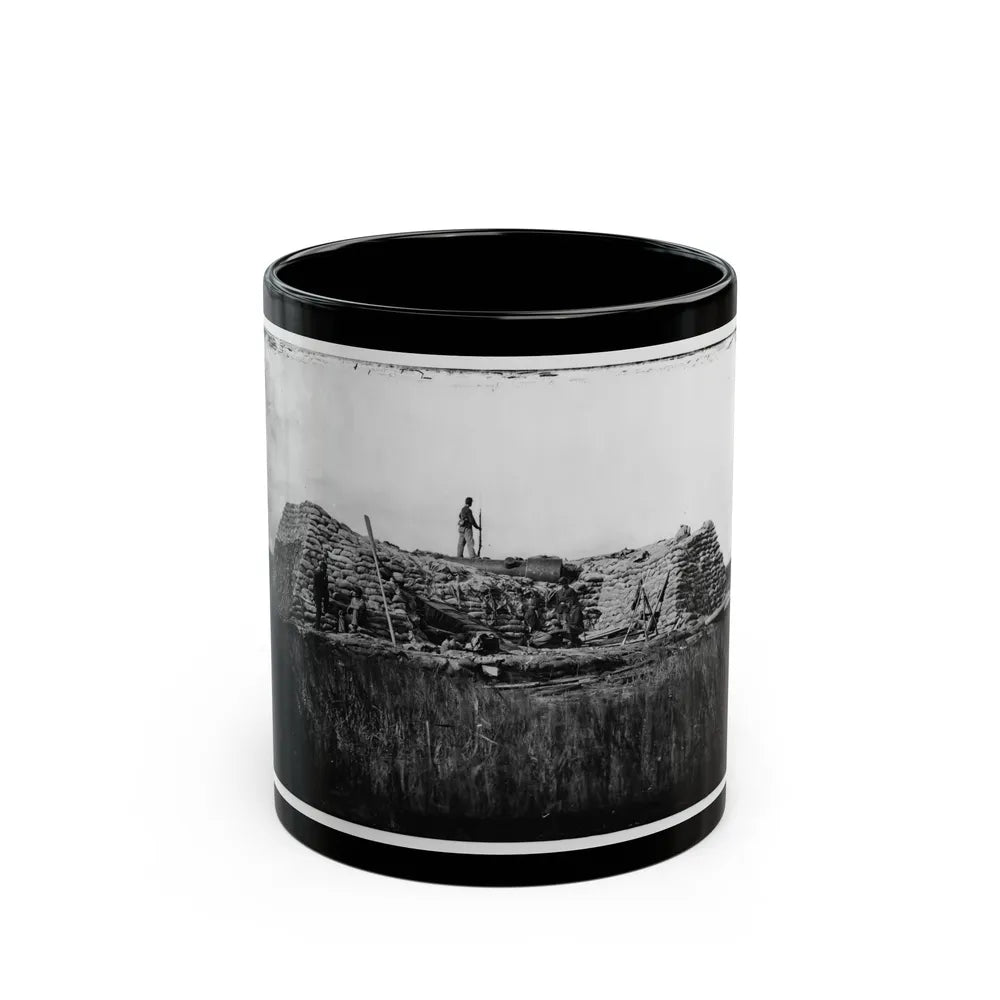 Morris Island (Vicinity), South Carolina. The Marsh Battery Or Swamp Angel After The Explosion, August 22, 1863 (U.S. Civil War) Black Coffee Mug-11oz-Go Mug Yourself