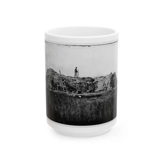 Morris Island (Vicinity), South Carolina. The Marsh Battery Or Swamp Angel After The Explosion, August 22, 1863 (U.S. Civil War) White Coffee Mug-15oz-Go Mug Yourself